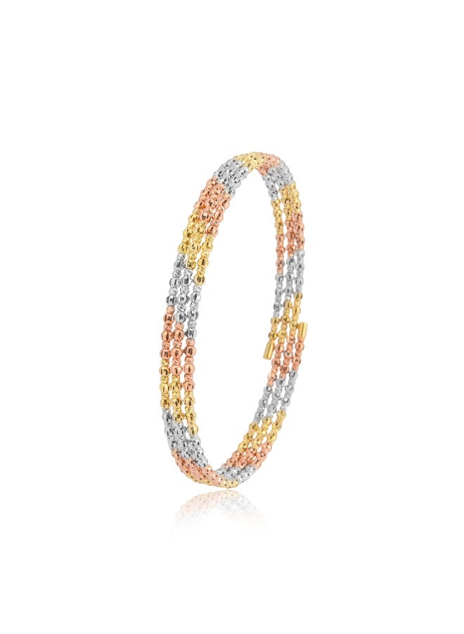 BAFLEH JEWELLERY Celebrate Grace and Glamour with the Beautifully Crafted 18K Gold Spring Bangle Featuring Beats Motifs - Image 2