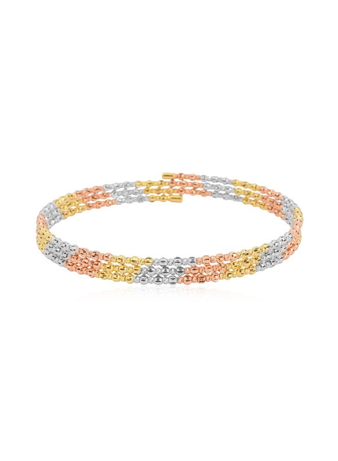 BAFLEH JEWELLERY Celebrate Grace and Glamour with the Beautifully Crafted 18K Gold Spring Bangle Featuring Beats Motifs - Image 3