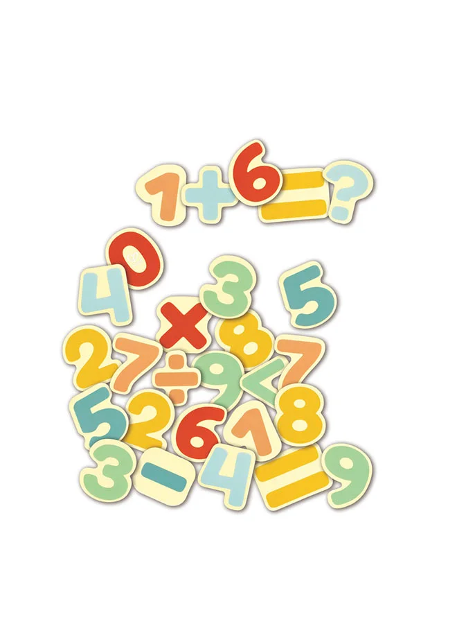 Hape Hape Wooden Magnetic Numbers - 54pcs | Includes Numbers & Math Symbols for Counting & Equations | Fine Motor & Early Math Skills | Colorful Fridge-Friendly Learning Toy