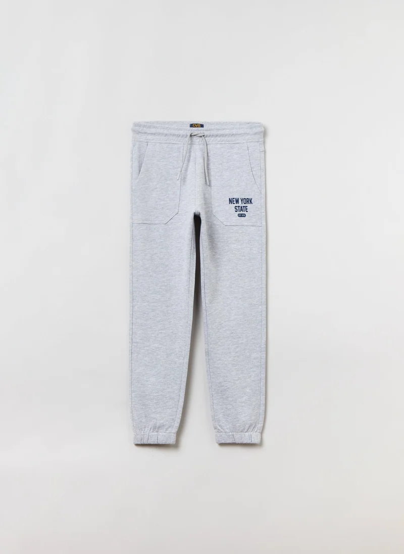 او في اس Fleece joggers with lettering print