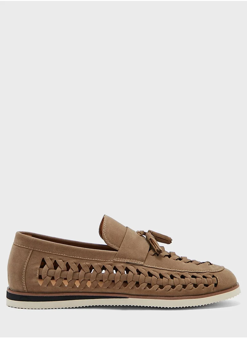 Robert Wood Tassel Detail Suede Casual Slip Ons