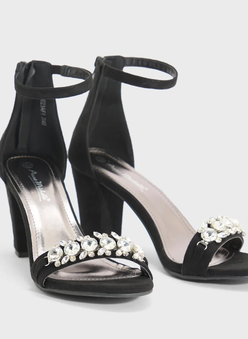 Anne Michelle High Heel Sandal With Embellished Strap