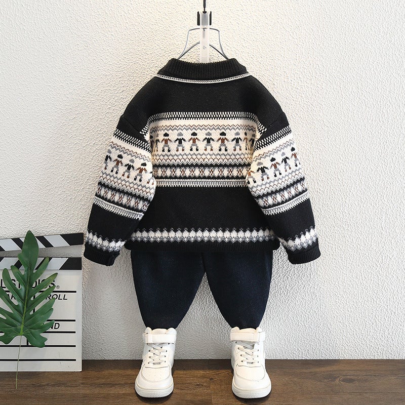 Boys Knitwear Winter Thickeneded Kidsren'S Knitwear Baby Boy Red Warm Top Trendy Kidsren'S Clothing - Image 5