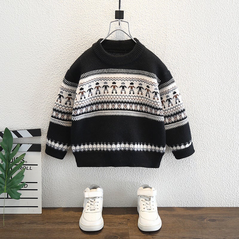 Boys Knitwear Winter Thickeneded Kidsren'S Knitwear Baby Boy Red Warm Top Trendy Kidsren'S Clothing - Image 1