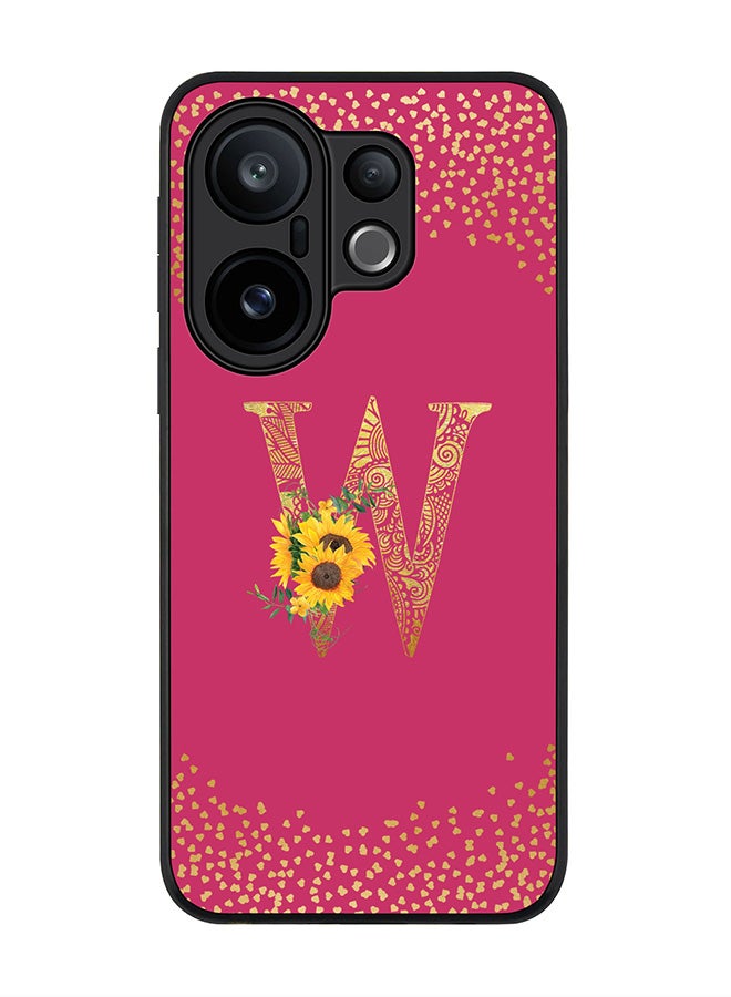 For vivo X200 FE / S30 Pro mini Case,Slim fit Camera Protection, Shockproof Thin Phone cover  - Custom Floral Monogram - W ( Deep Pink )