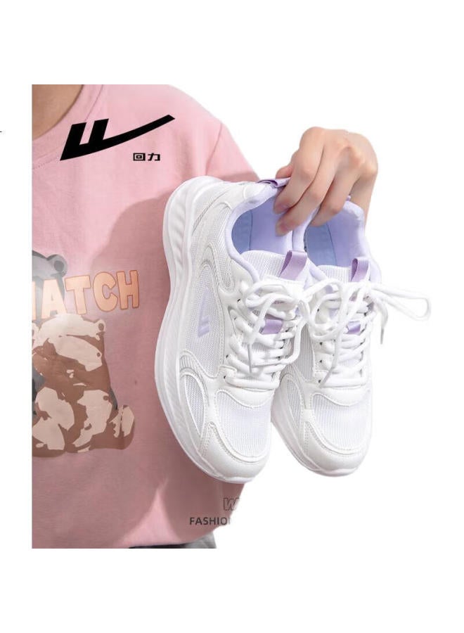 Pull Back Warrior Women'S Spring Sports Shoes Soft Bottom Lightweight Casual Running Shoes 3022 White/Purple Size 38 - Image 3