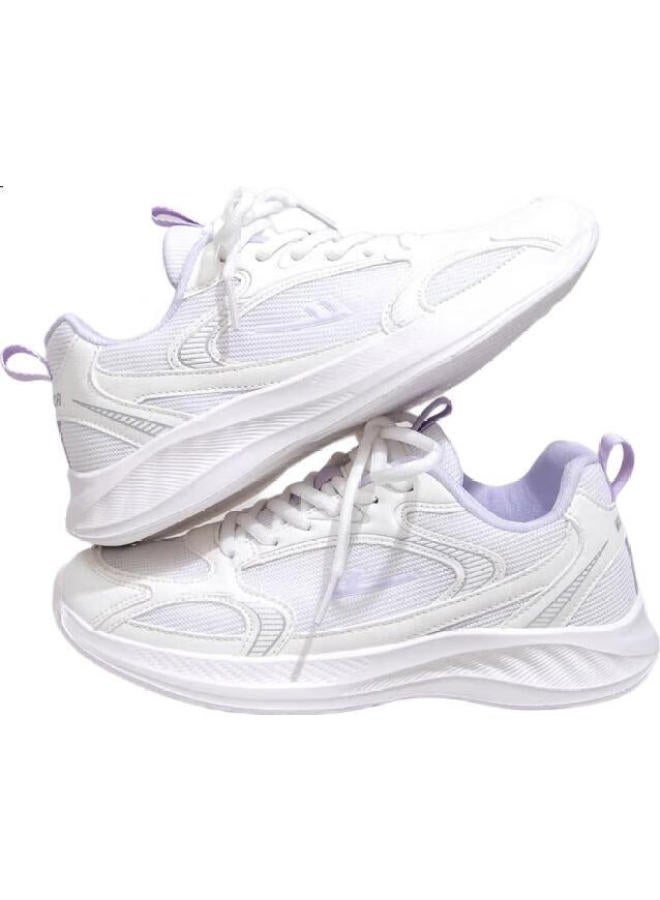 Pull Back Warrior Women'S Spring Sports Shoes Soft Bottom Lightweight Casual Running Shoes 3022 White/Purple Size 38 - Image 1