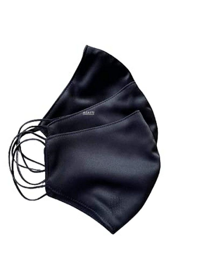AGASTI Silksatin 3 Play Soft Elastic Face Mask For Women And Girl And Men Color Black(Pack Of 3)  - Image 2