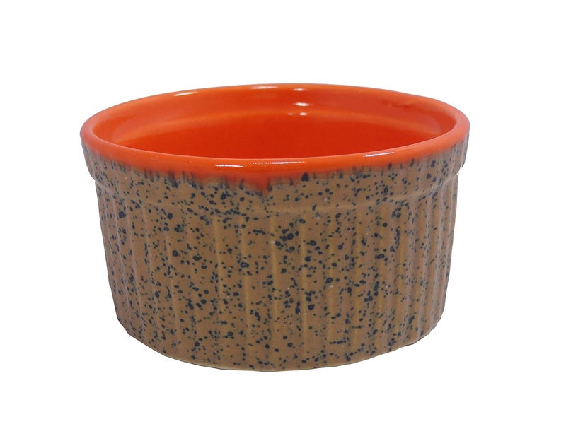 Caffeine Ceramic Handmade Brown and Glossy Orange Ramekins Bowls Set of 6 150 ml - Image 5