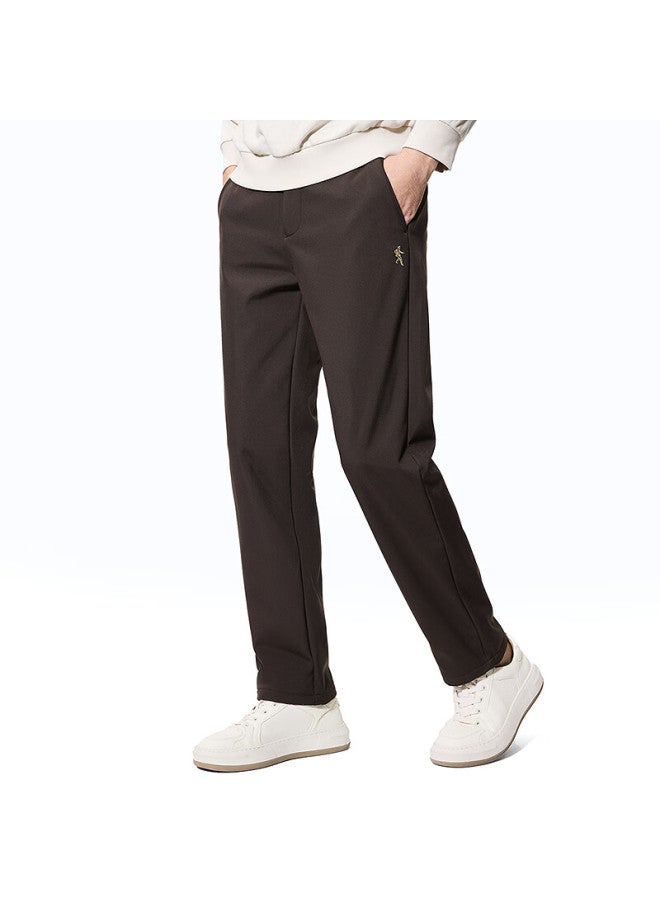 DANCING WOLVES Dance With Wolves [fleece Lined Thickened] Commuter Versatile Warm Comfortable Men's Thick Casual Pants 302 Dark Coffee 35 - Image 1