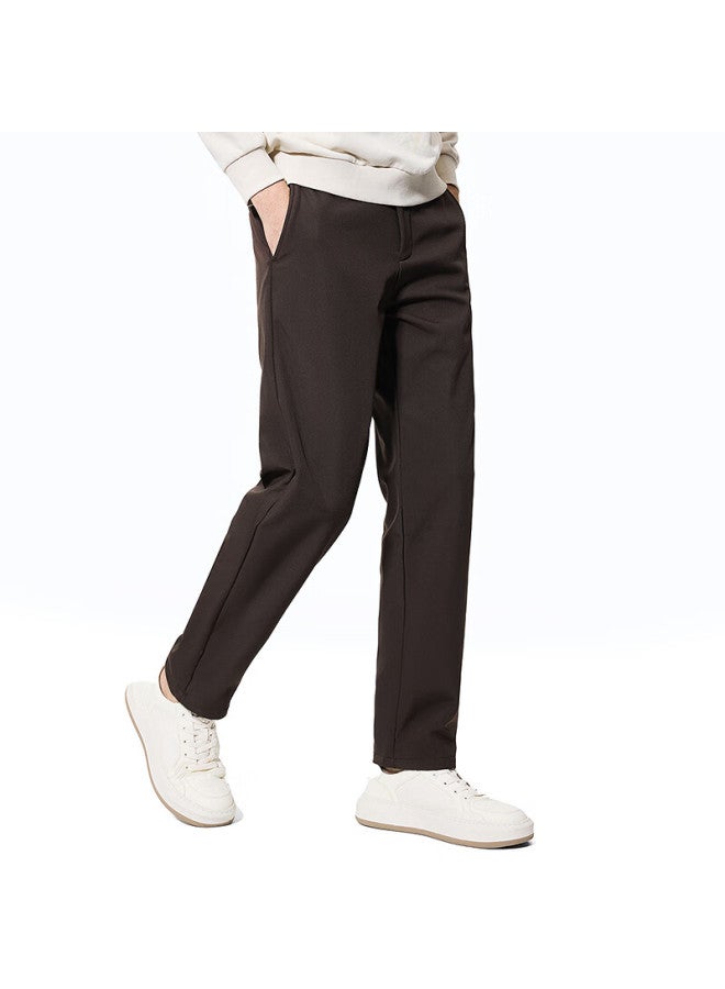 DANCING WOLVES Dance With Wolves [fleece Lined Thickened] Commuter Versatile Warm Comfortable Men's Thick Casual Pants 302 Dark Coffee 35 - Image 2