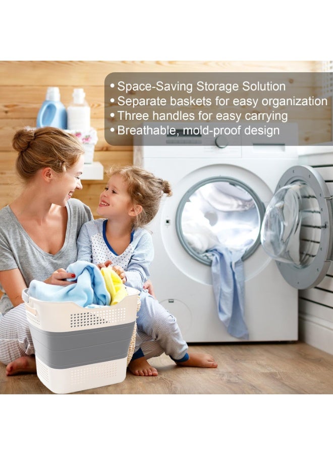 XiuWoo Large Capacity Collapsible Laundry Basket, Foldable Washing Basket,Pop Up Storage Container Bin, Bucket Laundry Hamper, Multi purpose Clothes Storage with Handles, Divider Basket - Image 3