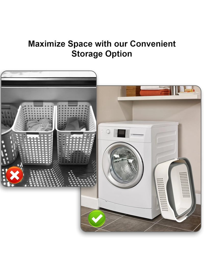 XiuWoo Large Capacity Collapsible Laundry Basket, Foldable Washing Basket,Pop Up Storage Container Bin, Bucket Laundry Hamper, Multi purpose Clothes Storage with Handles, Divider Basket - Image 2