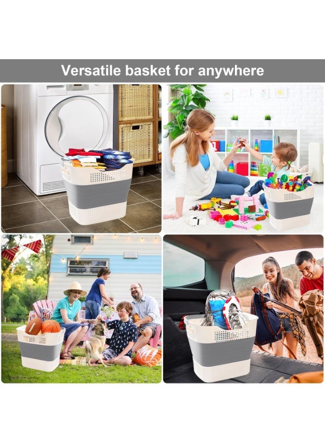 XiuWoo Large Capacity Collapsible Laundry Basket, Foldable Washing Basket,Pop Up Storage Container Bin, Bucket Laundry Hamper, Multi purpose Clothes Storage with Handles, Divider Basket - Image 5