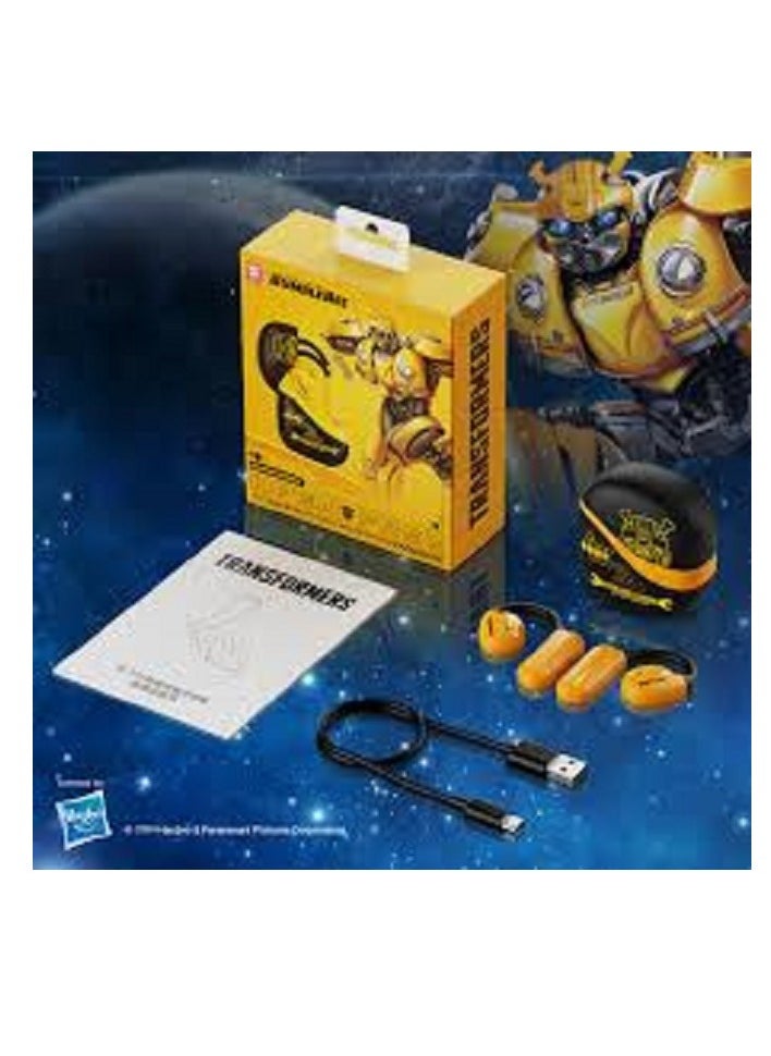Transformers TF-T21 Open Ear Headphones Wireless Bluetooth, 60Hrs Playtime Earphones with Earhooks Bluetooth 5.4 Touch Control, Air-Conduction Ear Buds IPX5 Waterproof Earbuds for Sports Yellow