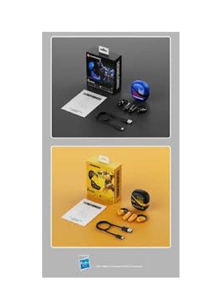 Transformers TF-T21 Open Ear Headphones Wireless Bluetooth, 60Hrs Playtime Earphones with Earhooks Bluetooth 5.4 Touch Control, Air-Conduction Ear Buds IPX5 Waterproof Earbuds for Sports Yellow