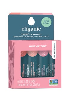 Cliganic Cliganic Tinted Lip Balm - Non-GMO, 4 Colors - Enriched with Vitamin E, Cruelty Free (Packaging May Vary) 