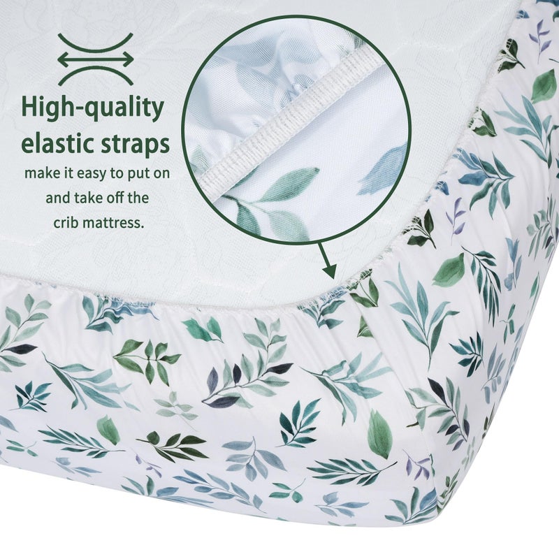GUNTAIL Baby Crib Sheets for Boys Girls, 2 Pack Fitted Crib Sheet for Standard Crib and Toddler Mattress, Soft Microfiber Baby Sheet 52x28x8in (Leaf & Green) - Image 5