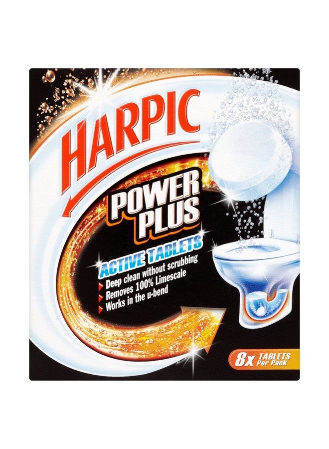 Harpic Powerplus Active Tablets, Original Scent, Pack 1 x 8 Tablets, Deep Clean Without Scrubbing, Removes 100% Limescale, Toilet Cleaner