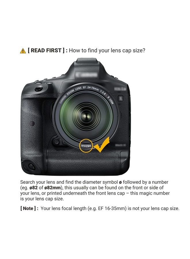 JJC 2 Pack JJC 82mm Front Lens Cap Cover with Deluxe Cap Keeper for Canon EF 24-70mm f2.8L, EF 16-35mm f2.8L, Nikon AF-S 24-70mm f2.8E ED VR, Sony FE 16-35mm f2.8 & Other Lenses with 82mm Filter Thread - Image 2