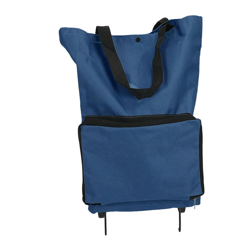 Foldable Shopping Cart: Dark Blue, Sturdy Design With Foldable Wheels - Large Capacity Foldable Cart Bag for Grocery Shopping, Camping, Seniors And Girls - Image 1