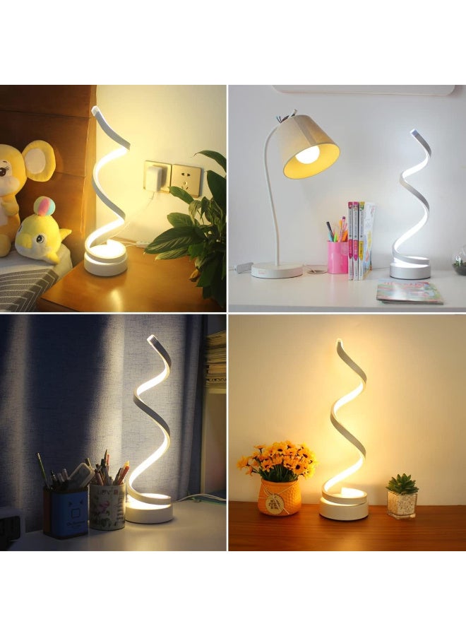 مصباح مكتب LED حلزوني بتصميم بسيط، قابل للتعتيم بثلاث درجات لونية، يعمل بمنفذ USB، باللون الأبيض - Image 3