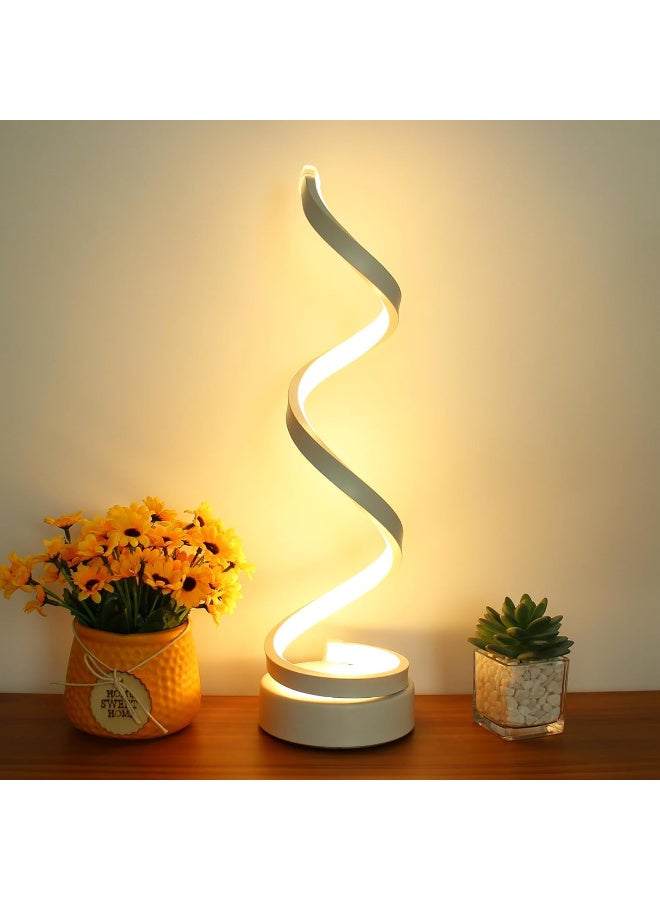 مصباح مكتب LED حلزوني بتصميم بسيط، قابل للتعتيم بثلاث درجات لونية، يعمل بمنفذ USB، باللون الأبيض - Image 2