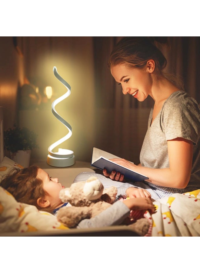 مصباح مكتب LED حلزوني بتصميم بسيط، قابل للتعتيم بثلاث درجات لونية، يعمل بمنفذ USB، باللون الأبيض - Image 5