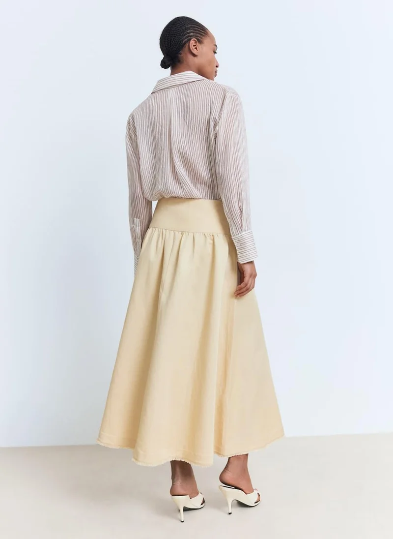 MANGO Midi-Skirt With Frayed Ends