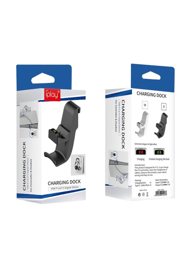 iplay PS5 Charging Dock Headphone Hook With USB Cable For Wireless Controller - Image 4