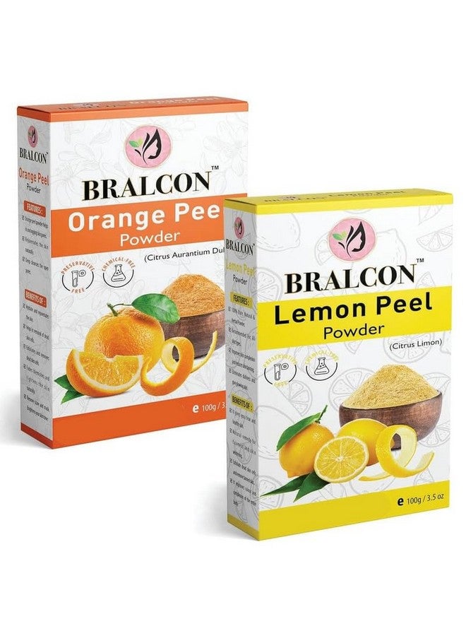 BRALCON Lemon Peel Powder, Orange Peel Powder Combo |For Face Masks, Skin Care| Face Pack, Glowing skin| Pack of 2 | 200gm - Image 1