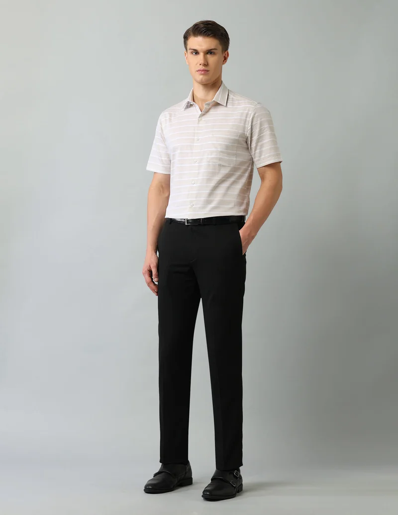 Arrow Black AutoFlex Regular Fit Trousers for Men | Best Price UAE