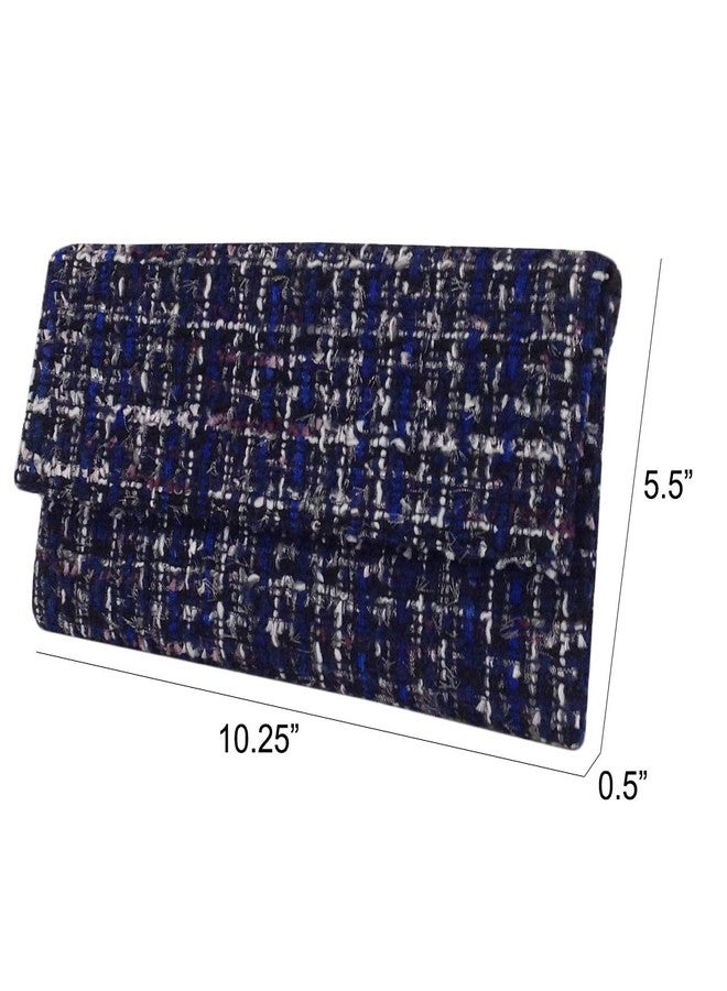 JNB Weaved Fabric Flat Clutch, Blue - Image 3