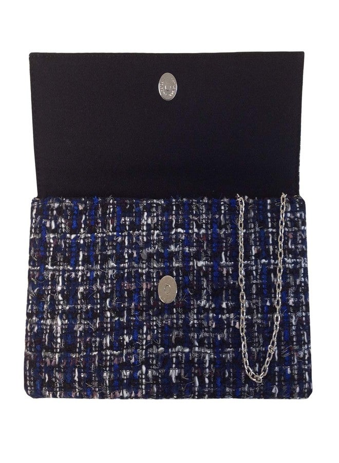 JNB Weaved Fabric Flat Clutch, Blue - Image 4