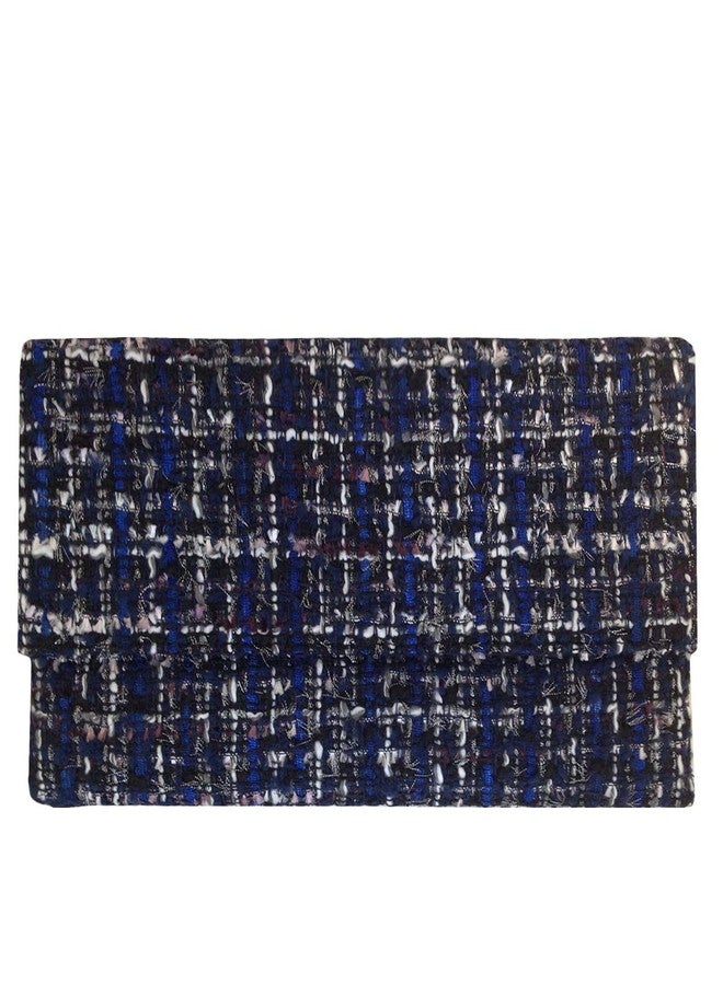 JNB Weaved Fabric Flat Clutch, Blue - Image 1
