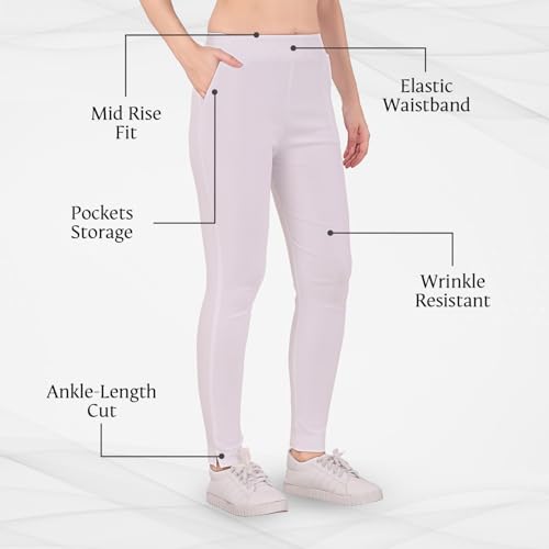 TRASA Ultra Soft Cotton Regular and Plus Stretchable Cotton Pants for Womens and Girls, White - L - Image 3