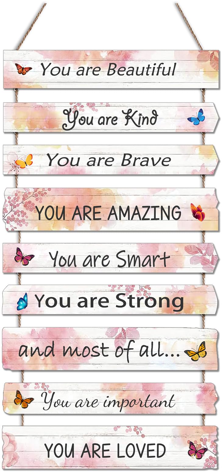 JEVUVU Butterfly Girls Room Decor Pink Wall Decor for Baby Girl Girl Bedroom Decor Art Signs Trendy Stuff Decorations for Kids Nursery Bed Room Dorm Classroom Bathroom
