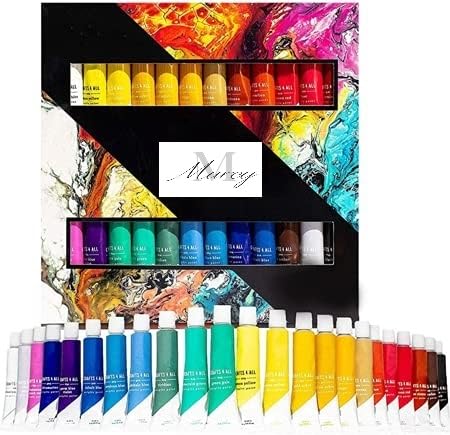 MURCY Acrylic Paint Set 24 Pack of 12ml Craft Colors for Endless Artistic Adventures on Wood Canvas Fabric and Ceramics 24 Pack Of 12Ml