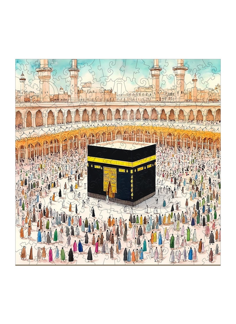 GALADUNE 200 pcs Jigsaws Puzzles for Adult & Kids Teens, Wooden Puzzles, DIY Educational Development Stress Relief Toys, Unique Ramadan Gift Souvenir, Arabia Style Home Decorations, Holy Kaaba Pattern  - Image 1