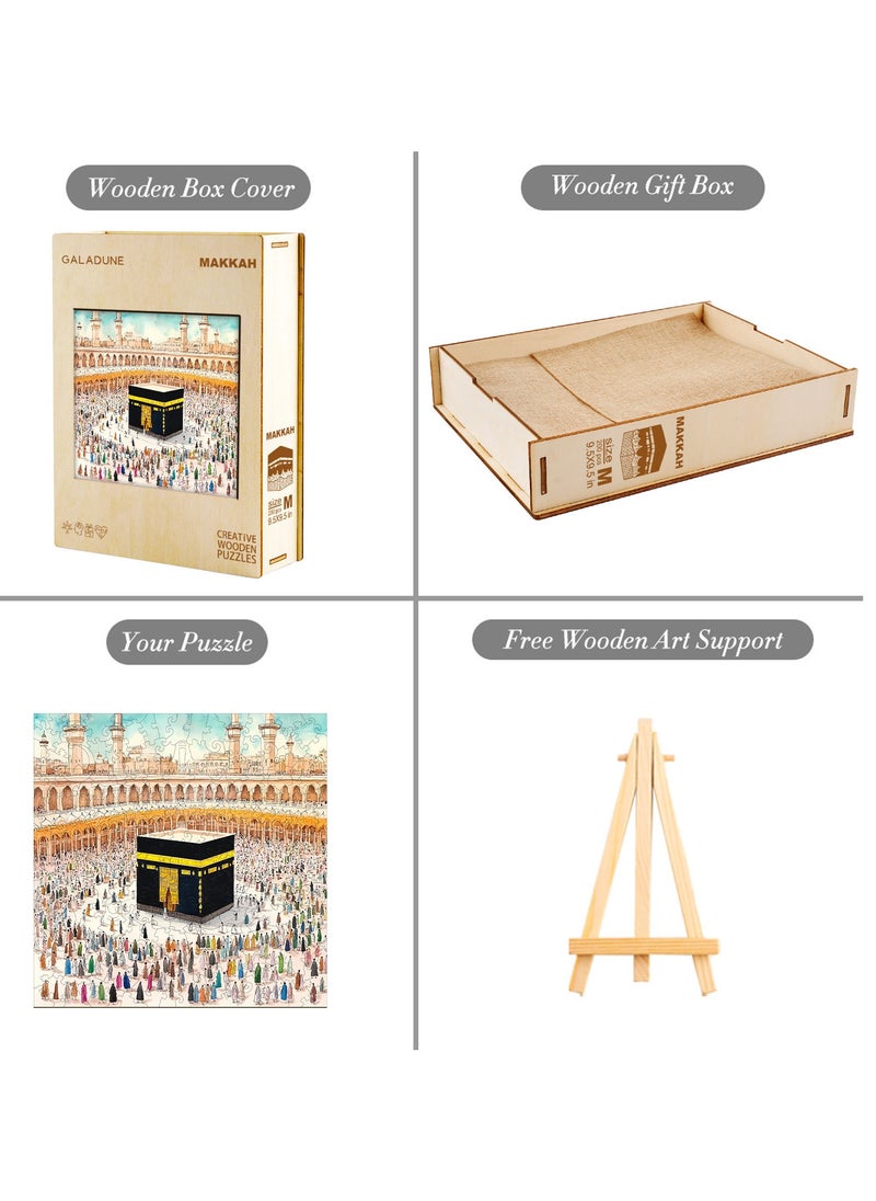 GALADUNE 200 pcs Jigsaws Puzzles for Adult & Kids Teens, Wooden Puzzles, DIY Educational Development Stress Relief Toys, Unique Ramadan Gift Souvenir, Arabia Style Home Decorations, Holy Kaaba Pattern  - Image 4