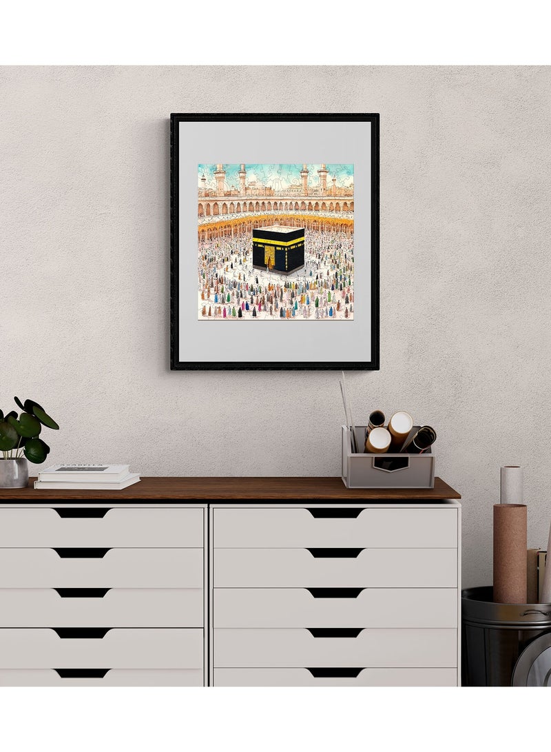 جالادون 200 قطعة ألغاز بانوراما خشبية للكبار والصغار والمراهقين، ألعاب تعليمية لتخفيف الضغط، هدية تذكارية فريدة من نوعها لرمضان، ديكورات منزلية على الطراز العربي، نمط الكعبة المشرفة - Image 4