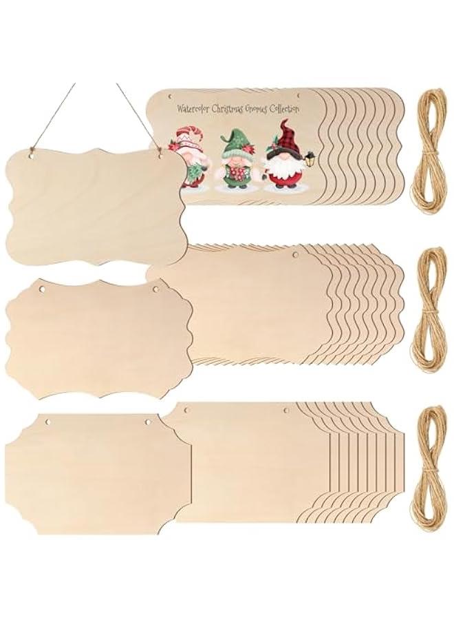Arabest 30 Pcs Unfinished Wood Sign Blank for Crafts Wooden Plaque Hanging Rectangle Sign Slices Banners Ornament for DIY Painting Writing 9 x 5.91 Inch - Image 1