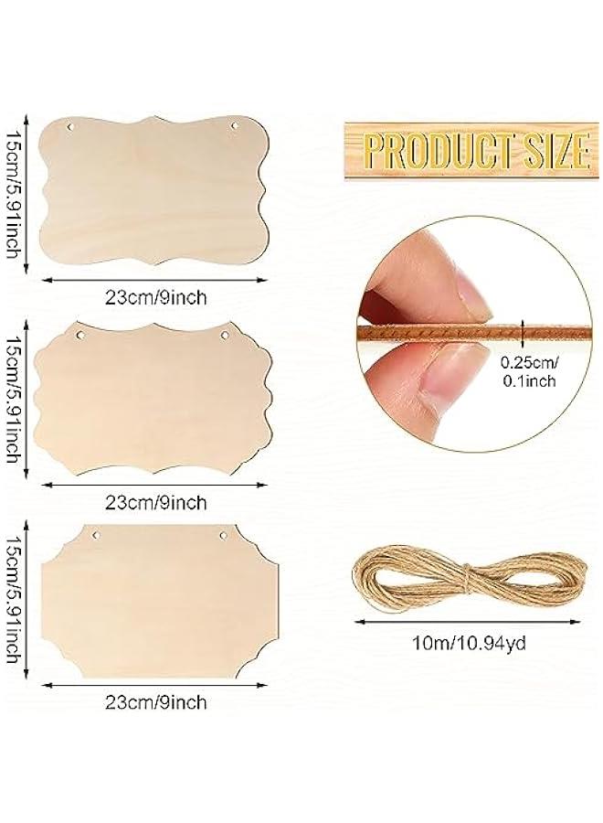 Arabest 30 Pcs Unfinished Wood Sign Blank for Crafts Wooden Plaque Hanging Rectangle Sign Slices Banners Ornament for DIY Painting Writing 9 x 5.91 Inch - Image 2