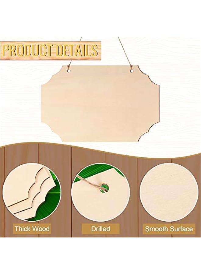 Arabest 30 Pcs Unfinished Wood Sign Blank for Crafts Wooden Plaque Hanging Rectangle Sign Slices Banners Ornament for DIY Painting Writing 9 x 5.91 Inch - Image 3