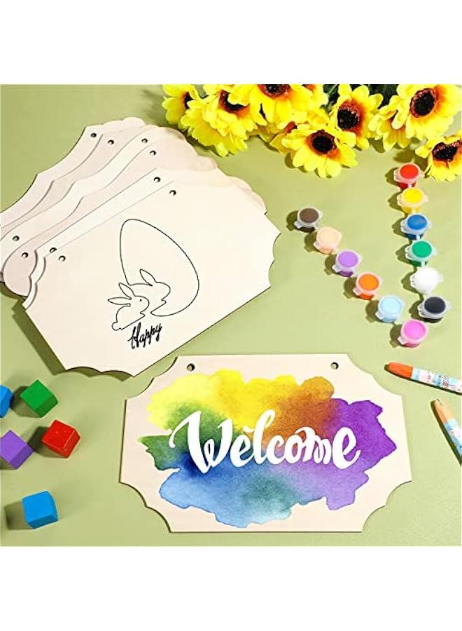Arabest 30 Pcs Unfinished Wood Sign Blank for Crafts Wooden Plaque Hanging Rectangle Sign Slices Banners Ornament for DIY Painting Writing 9 x 5.91 Inch - Image 4
