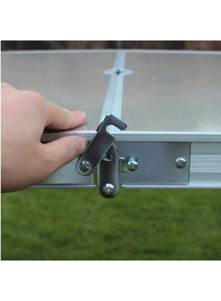 DubaiGallery Folding Camping Picnic Table with 4 Seats with Garden Umbrella Hole Portable Table Aluminum Alloy Frame with Soft Handle Suitable for Barbecue Travel Outing - Image 4