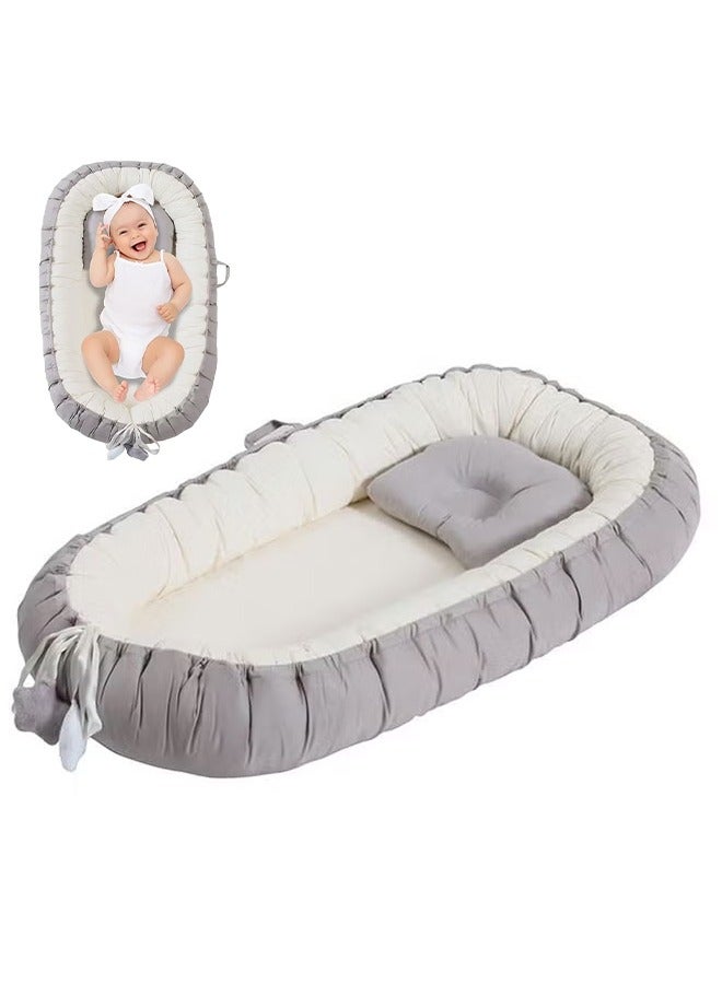 Arabest Crib,Portable Crib,Soft and Comfortable,Crib Medium Bed with Pillow for 0-12 Months(Gray 50*85*15cm))  - Image 1