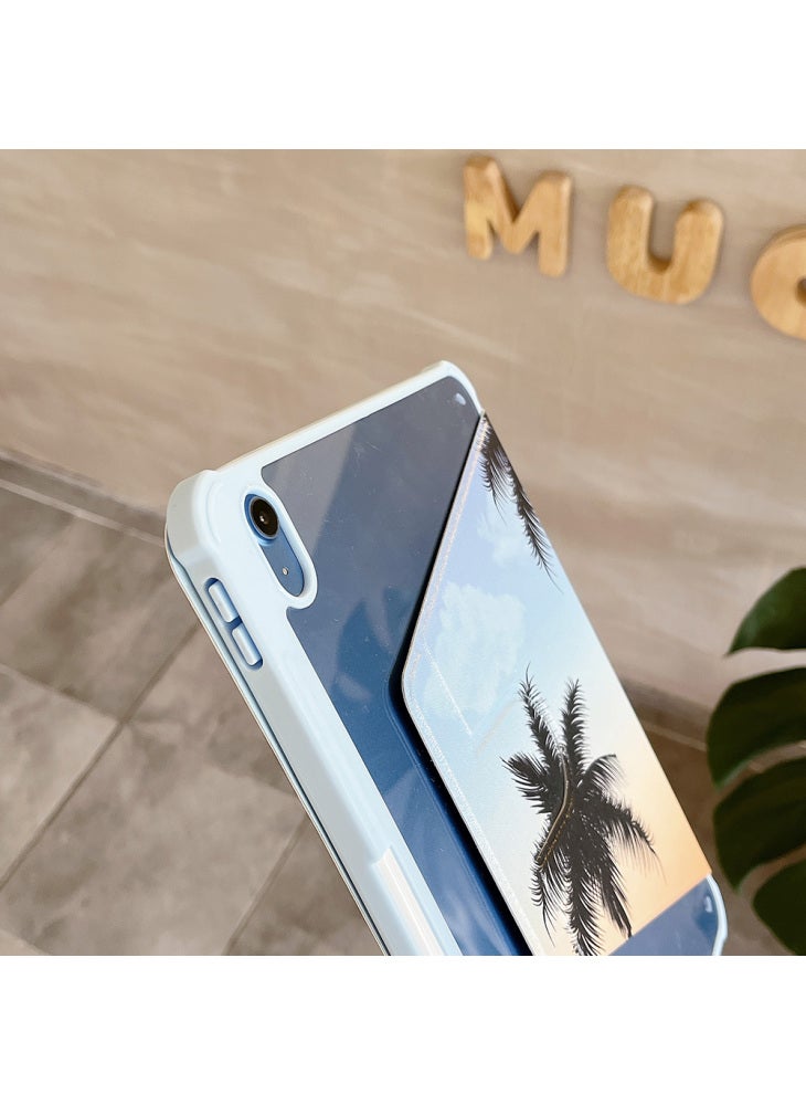 For iPad (2025)/10.9 (2022) Rotating Trifold Stand Tablet Case PU Leather Pattern Smart Cover with Auto Wake/Sleep - Coconut Palm - Image 5