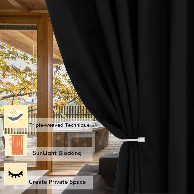 BONZER Room Divider Curtain Grommet Thermal Insulated Wide Blackout Curtains for Bedroom Living Room, 108L x 70W Inch (9L x 5.8W ft), 1 Panel, Black - Image 2