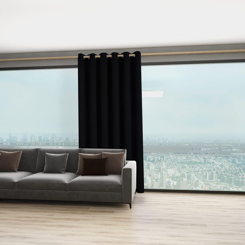 BONZER Room Divider Curtain Grommet Thermal Insulated Wide Blackout Curtains for Bedroom Living Room, 108L x 70W Inch (9L x 5.8W ft), 1 Panel, Black - Image 4